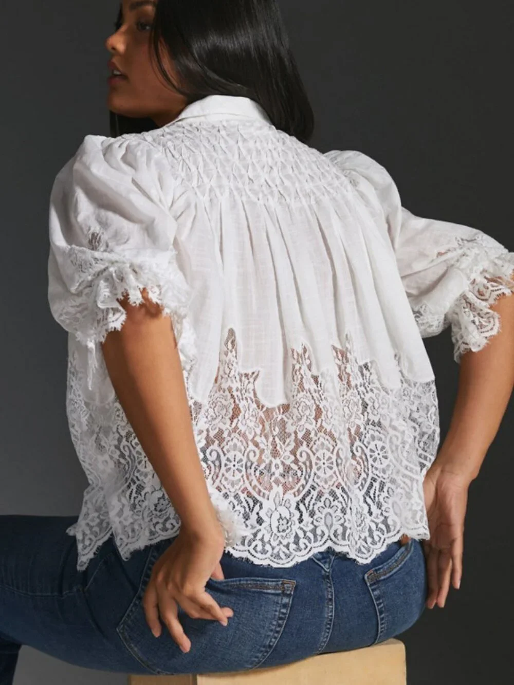 NWOT - Anthropologie Victorian Lace Blouse – White – Size M